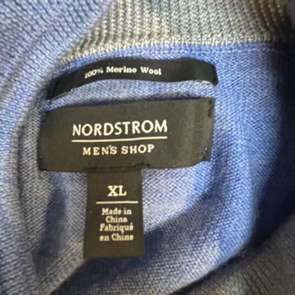 Nordstrom Sweater Mens Extra Large Blue 1/4 Zip Pullover Merino Wool Long Sleeve - Picture 3 of 14